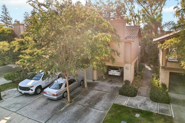 exterior space with a garage