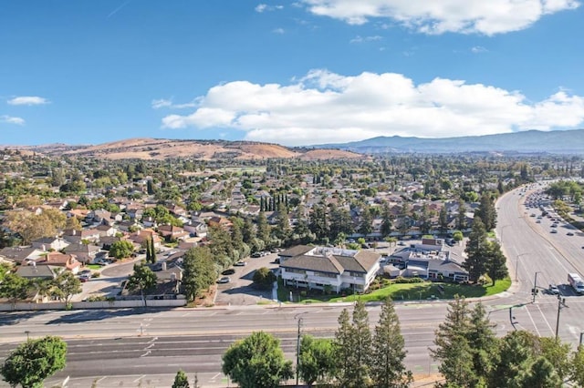 bird's eye view with a mountain view