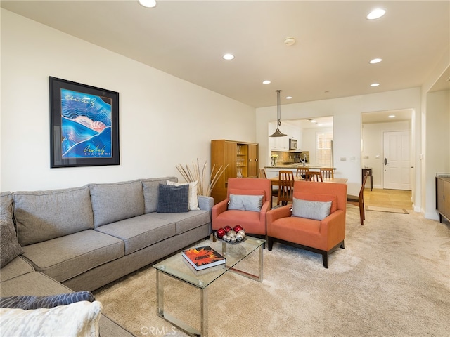 living room featuring carpet