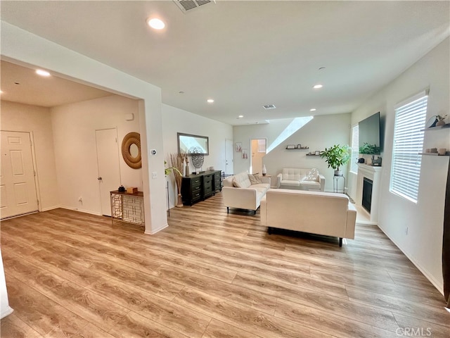 living room featuring light hardwood / wood-style floors