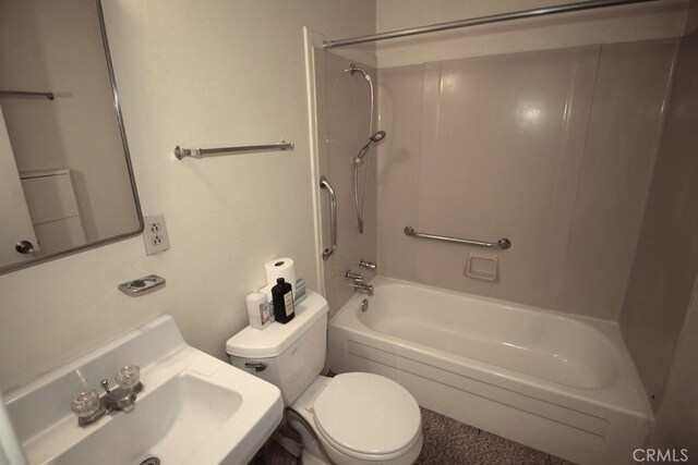 full bathroom featuring bathtub / shower combination, sink, and toilet