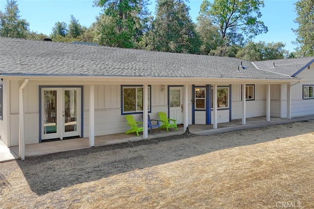 back of property with french doors