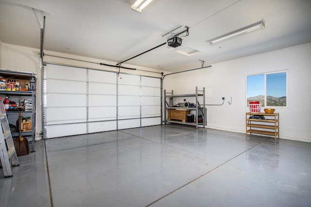 garage with a garage door opener