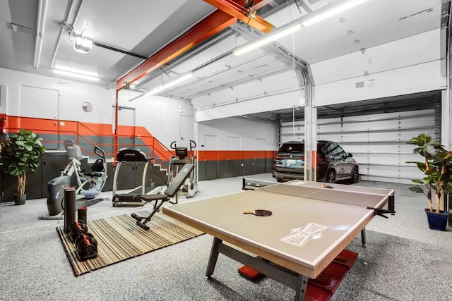 garage with a garage door opener