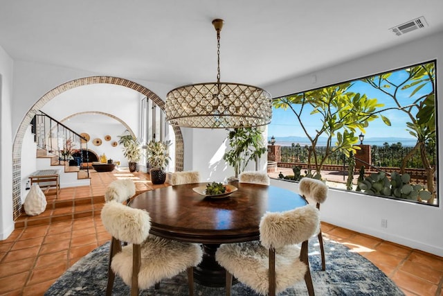 dining room with tile patterned floors