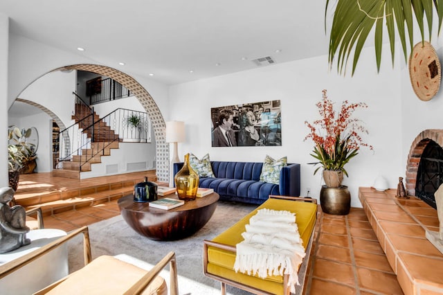 view of tiled living room