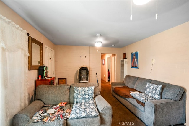 living room with carpet flooring