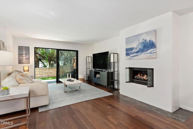 living room featuring dark hardwood / wood-style flooring