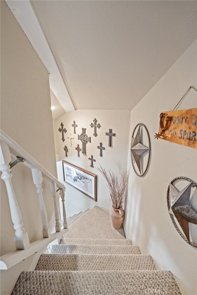 stairway with vaulted ceiling