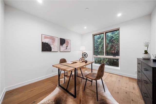 office area featuring light hardwood / wood-style floors