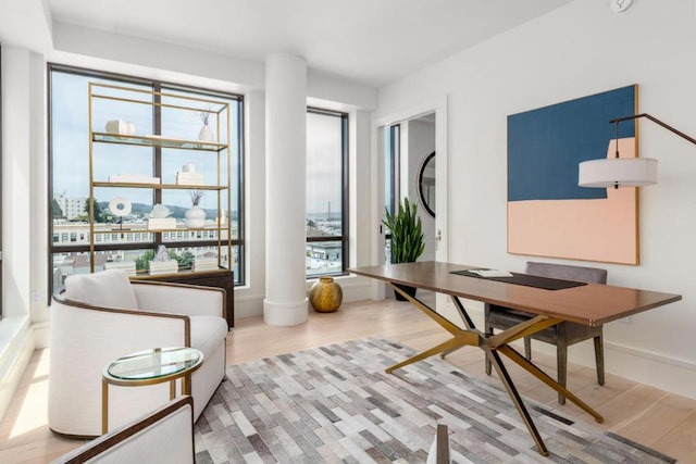 home office featuring wood-type flooring and a wealth of natural light