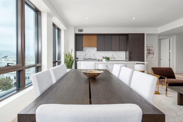 dining area with plenty of natural light and sink