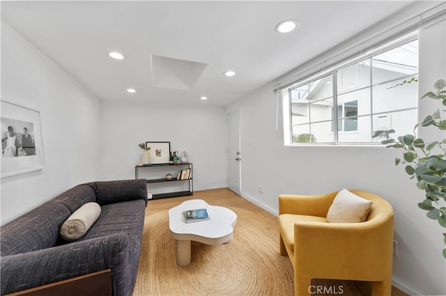 living room featuring light wood-type flooring