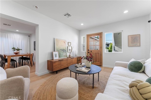 living room featuring light hardwood / wood-style flooring