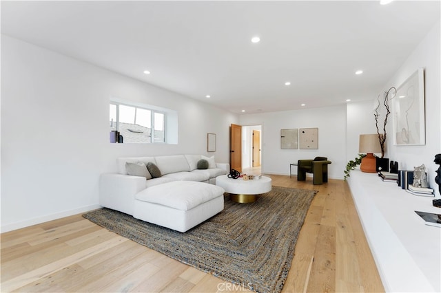 living room with hardwood / wood-style flooring