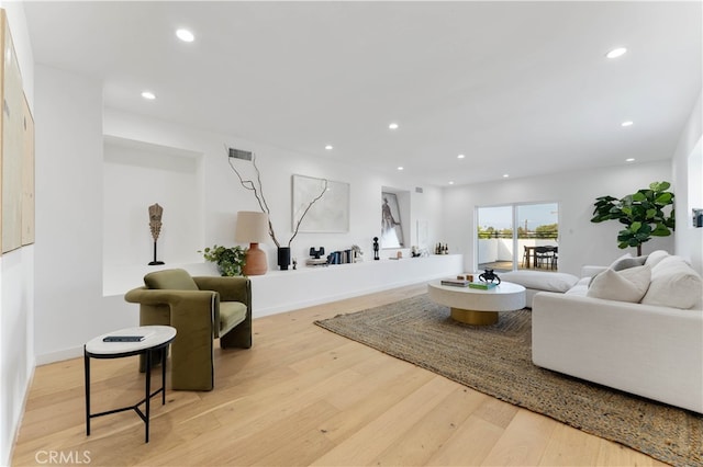 living room with light wood-type flooring