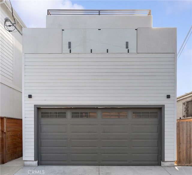 garage with wooden walls