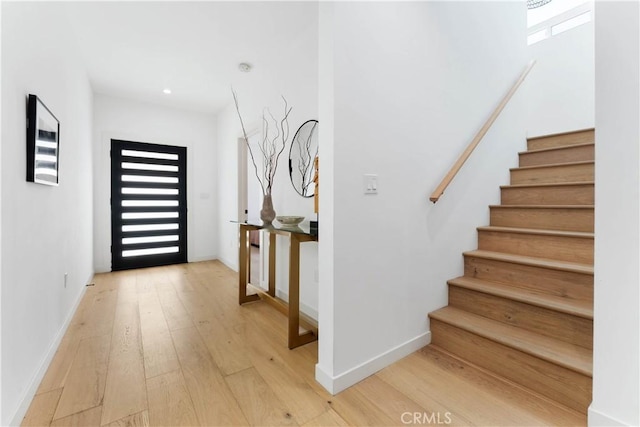 foyer featuring light hardwood / wood-style floors