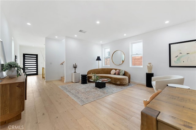 living room featuring light hardwood / wood-style floors