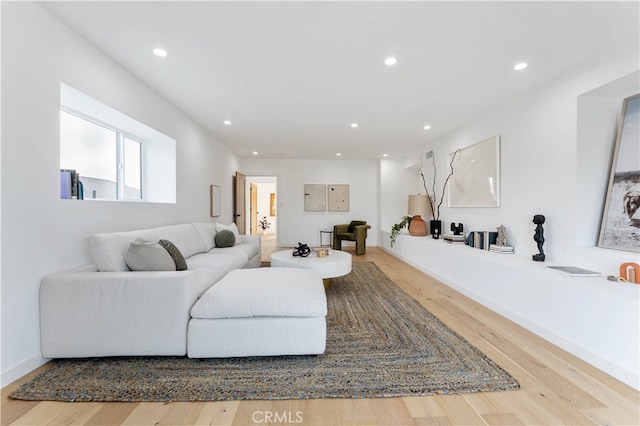 living room with hardwood / wood-style floors