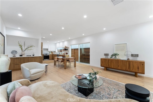 living room featuring light hardwood / wood-style flooring