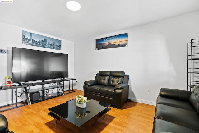 living room with hardwood / wood-style floors