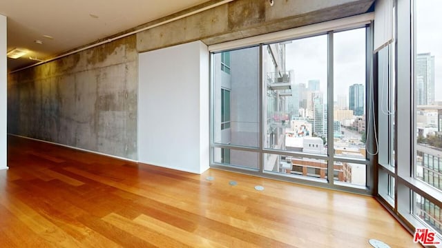 spare room with plenty of natural light and hardwood / wood-style floors