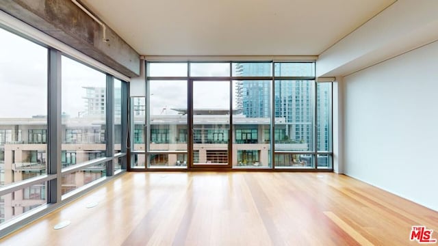 unfurnished room featuring a wall of windows and plenty of natural light