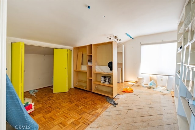 interior space featuring parquet floors