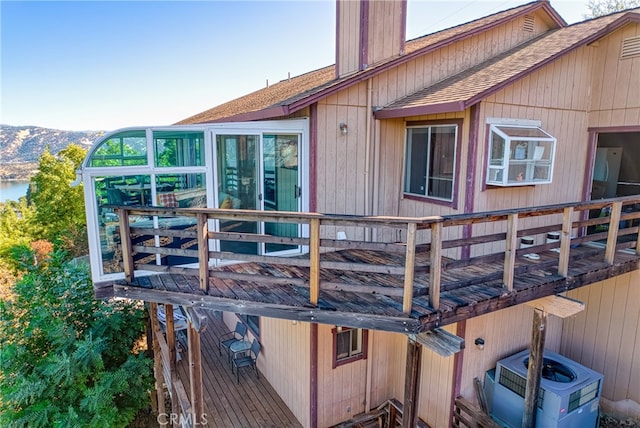 view of home's exterior featuring a deck