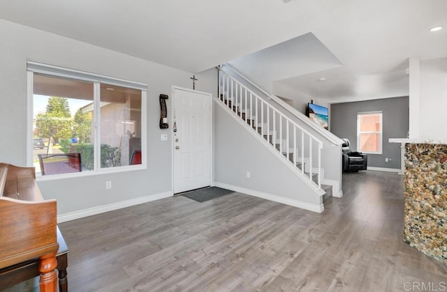 entrance foyer with wood-type flooring