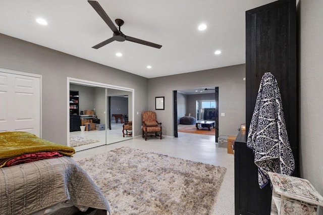 bedroom featuring ceiling fan