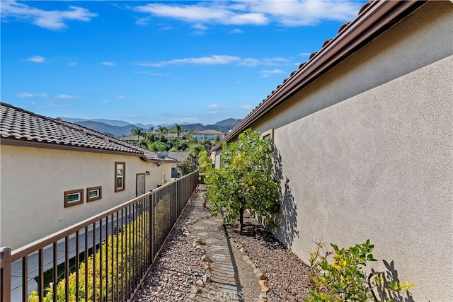 view of home's exterior featuring a mountain view