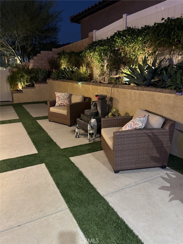 view of patio with an outdoor living space