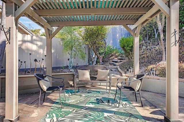 view of patio / terrace featuring a pergola