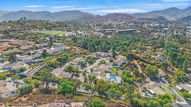 bird's eye view with a mountain view