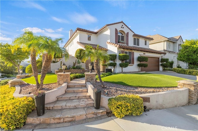 mediterranean / spanish home featuring a garage