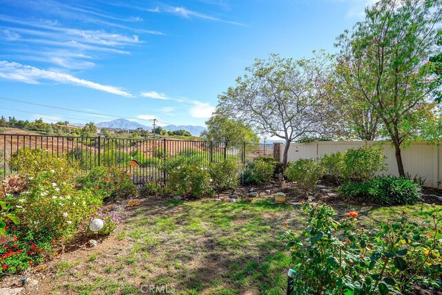 view of yard with a mountain view