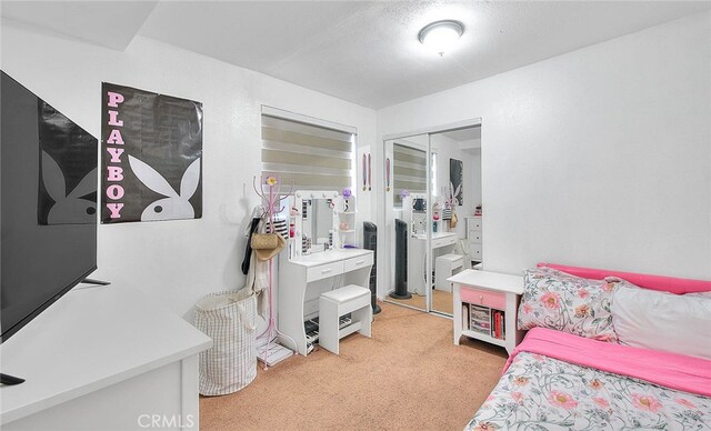 carpeted bedroom featuring a closet