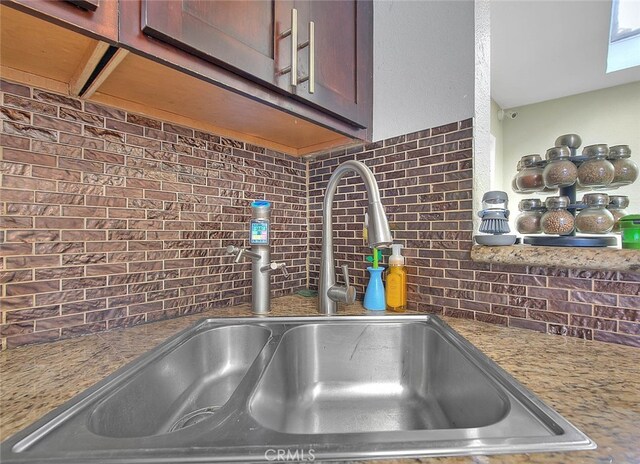 interior details with stone counters and sink