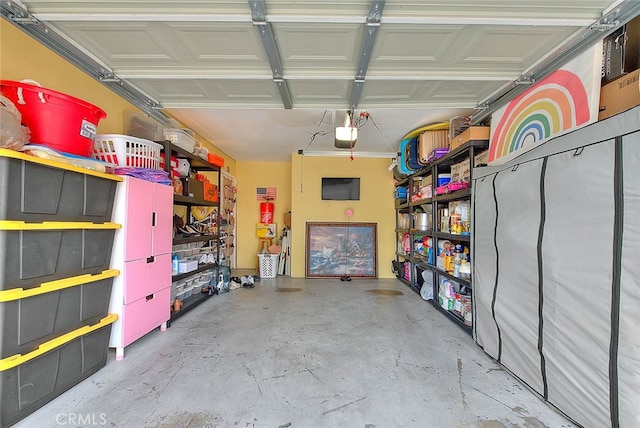 garage with a garage door opener