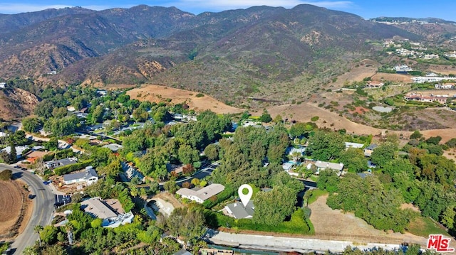 aerial view with a mountain view