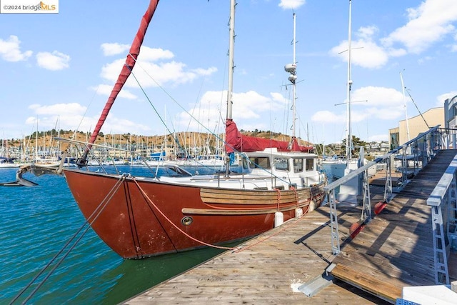 dock area featuring a water view