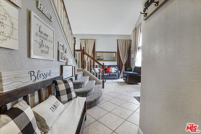 view of tiled living room