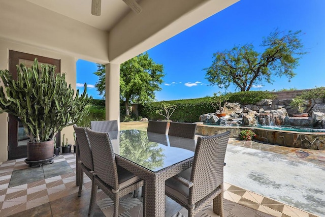 view of patio with ceiling fan