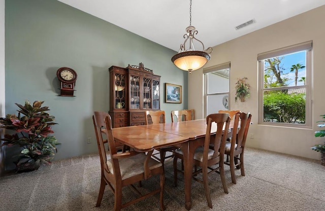 dining area with carpet floors