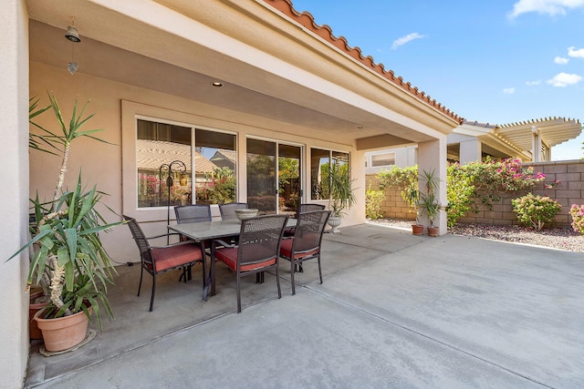 view of patio with a pergola