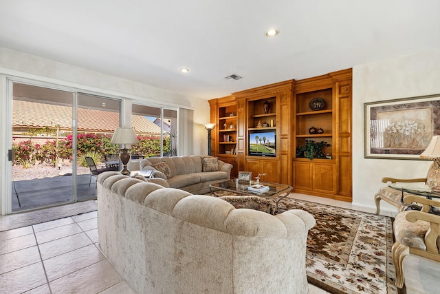 view of tiled living room