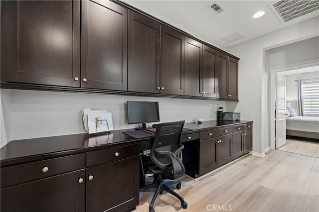 office featuring light wood-type flooring