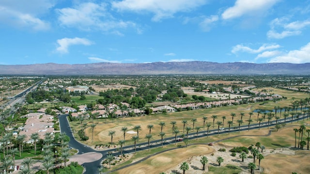 drone / aerial view featuring a mountain view